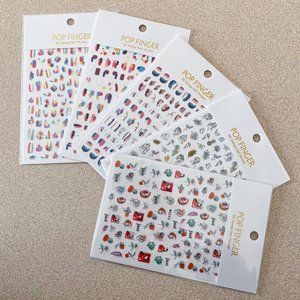 NWT 5 Sheets of Pop Finger Nail Art Stickers